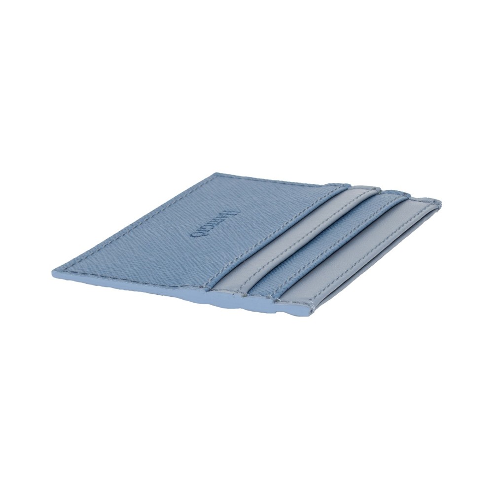 Portacarte di credito pelle celeste, porta documenti tascabile unisex